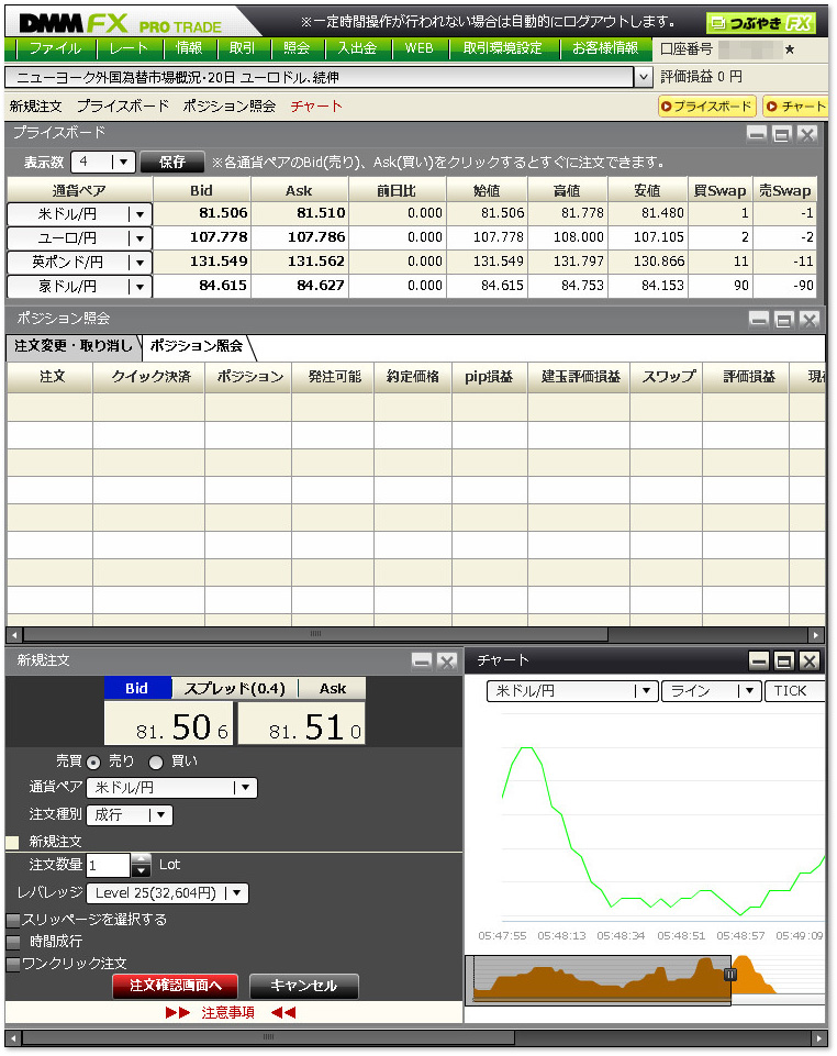 PROTRADEの画面